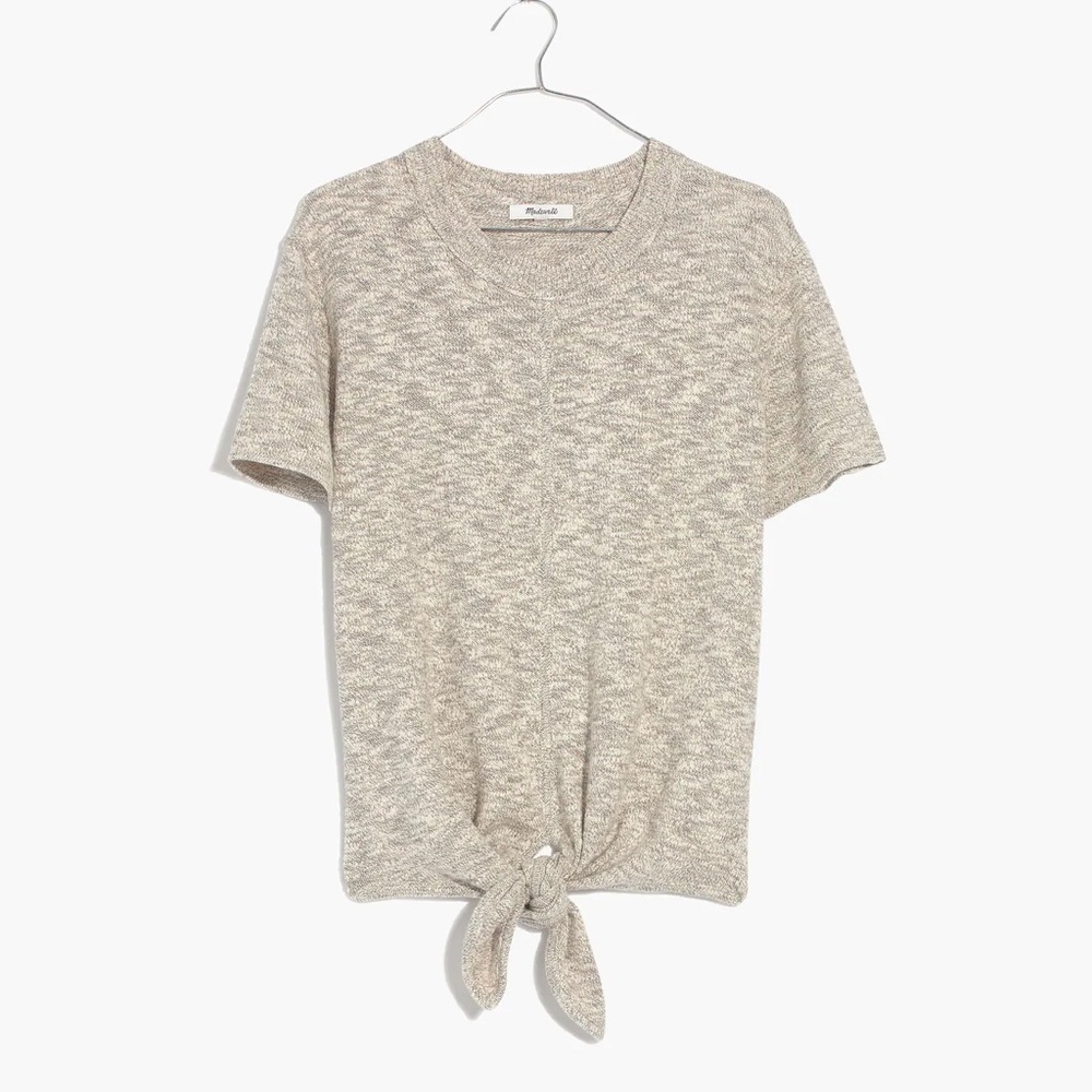 Madewell Heathered Gray Tie-Front Tee
